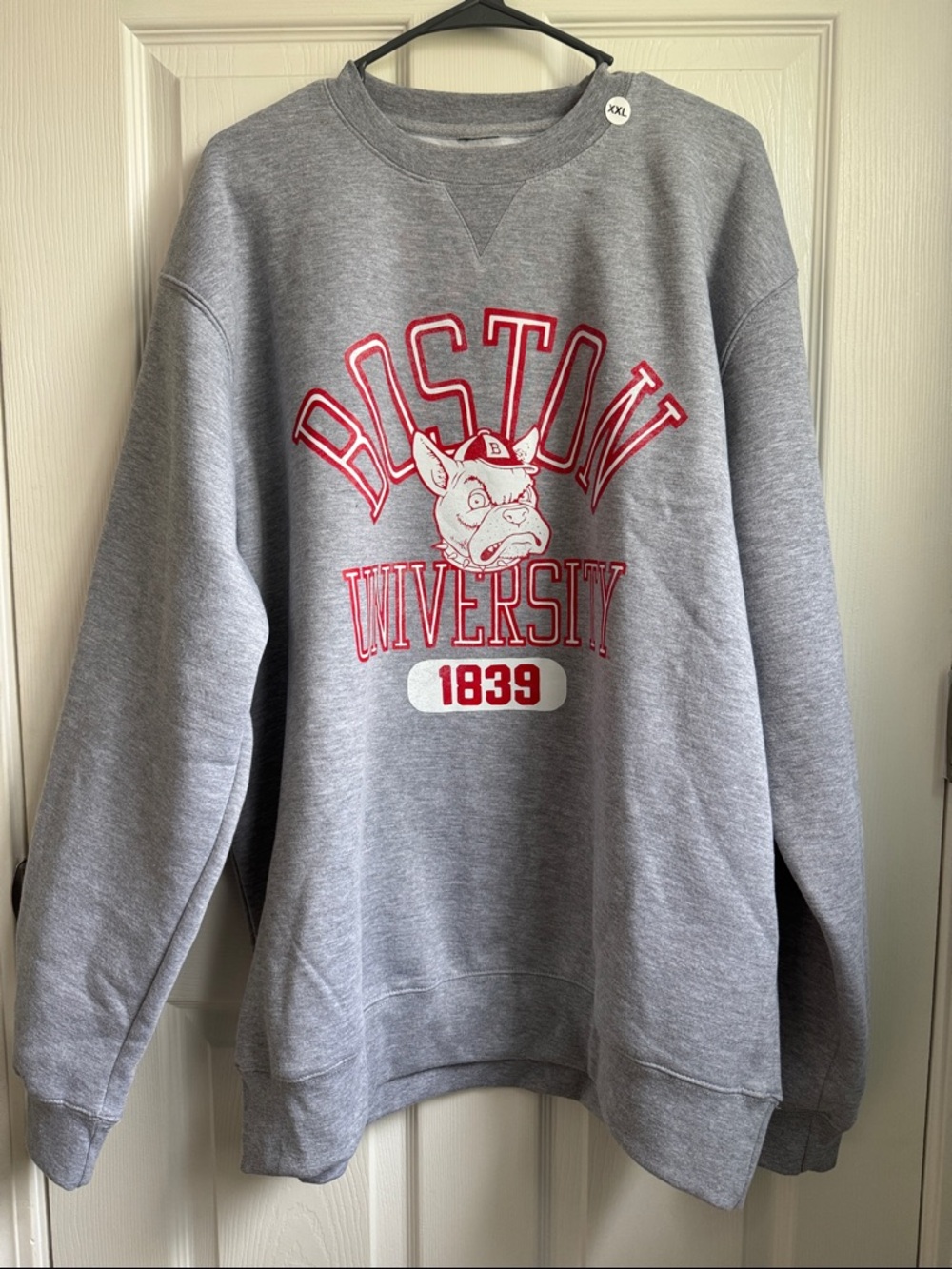 Gray Boston University Logo Crewneck Sweatshirt XXL